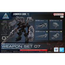 Muatkan imej ke dalam penonton Galeri, 30MM Option Parts Set Armored Core VI Fires of Rubicon Weapon Set 07 Bandai Spirits box art