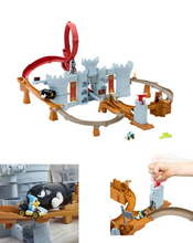 Load image into Gallery viewer, Hot Wheels Mario Kart Bowser Castle track set showing loop and launcher features