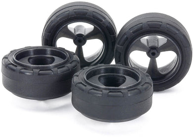 Small Dia. Low Friction Narrow Tires (24mm) & Carbon Wheels (3-Spoke) - Shiroiokami HobbyTech