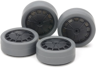 Hard Small Dia. Low-Profile Tires (26mm/GRAY) & Carbon Wheels (DISH, for SUPER X & XX CHASSIS)